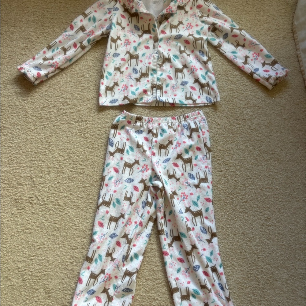 Carter's Multicolor Deer and Leaf Fleece Pajama Set 5T